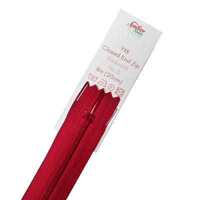 Closed End No.3 8in (20cm) Zip, Redwork