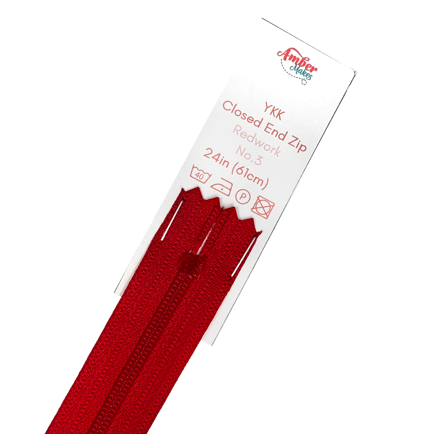 Closed End No.3 24in (61cm) Zip, Redwork