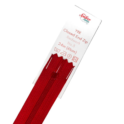 Closed End No.3 24in (61cm) Zip, Redwork