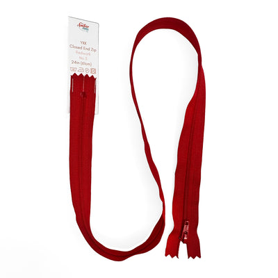 Closed End No.3 24in (61cm) Zip, Redwork