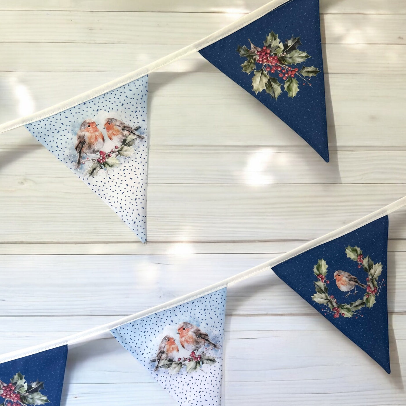 A Row of Robins - Blue Bunting Sewing Kit