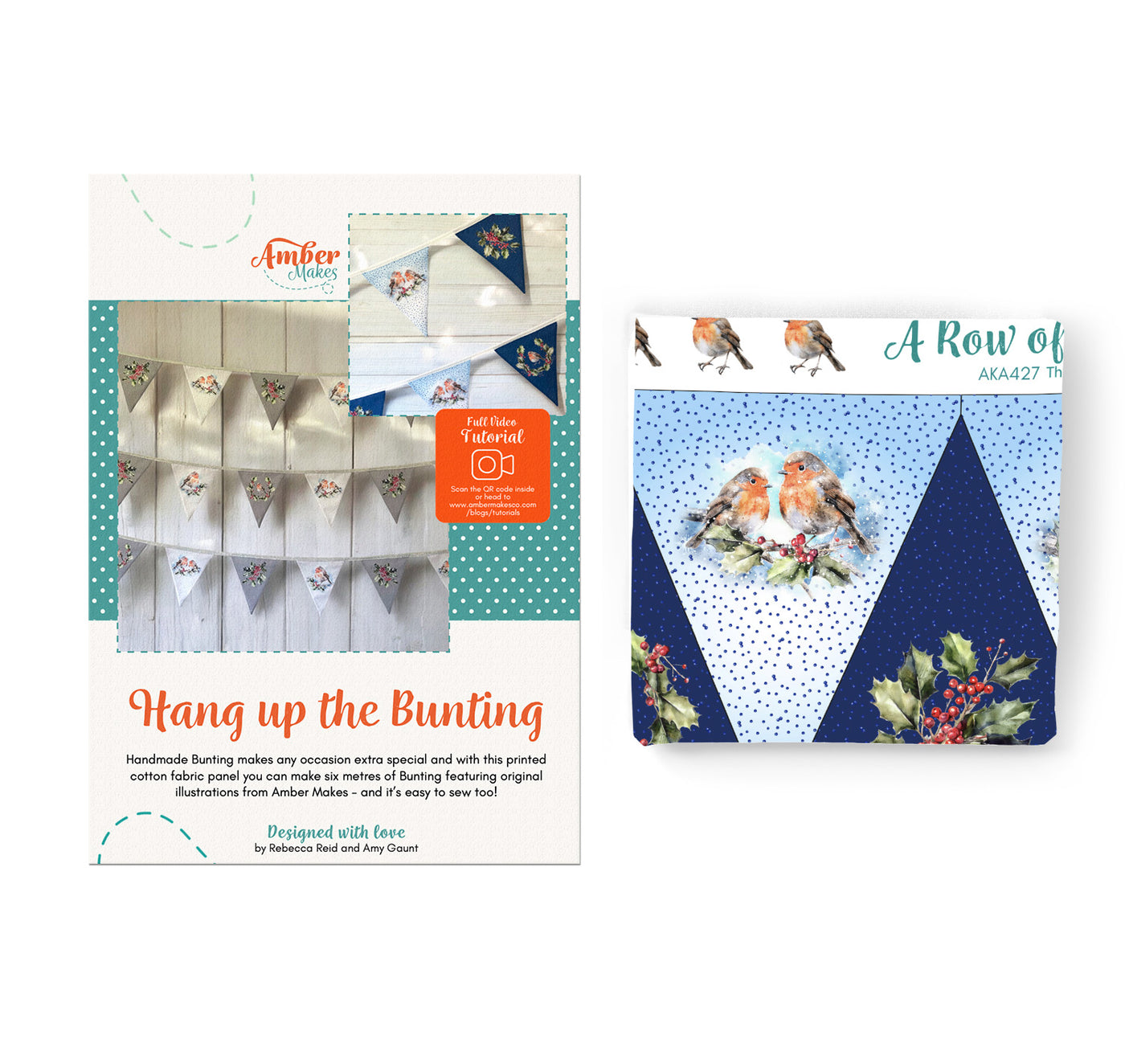 A Row of Robins - Blue Bunting Sewing Kit