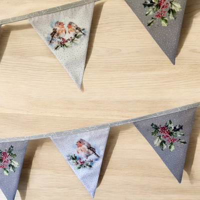 A Row of Robins - Grey Bunting Sewing Kit