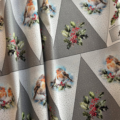 A Row of Robins - Grey Bunting Sewing Kit