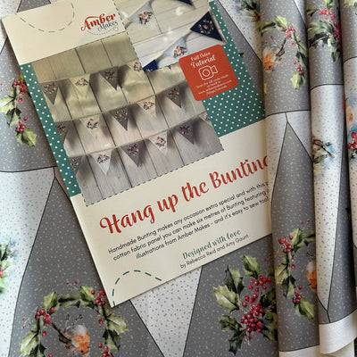 A Row of Robins - Grey Bunting Sewing Kit