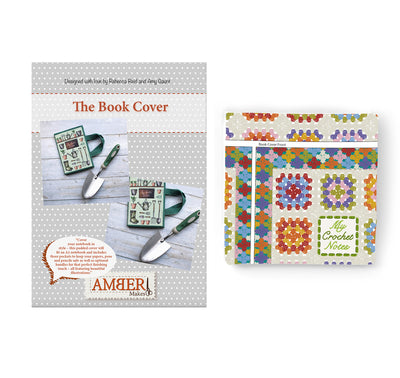 Notebook Cover Sewing Kit - Crochet Granny Squares Notebook Cover Cut and Sew Fabric Panel and Instructions kit Amber Makes